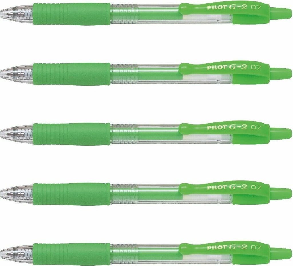 Pilot G2-07 Gelschreiber Neongrün - 5er-Set
