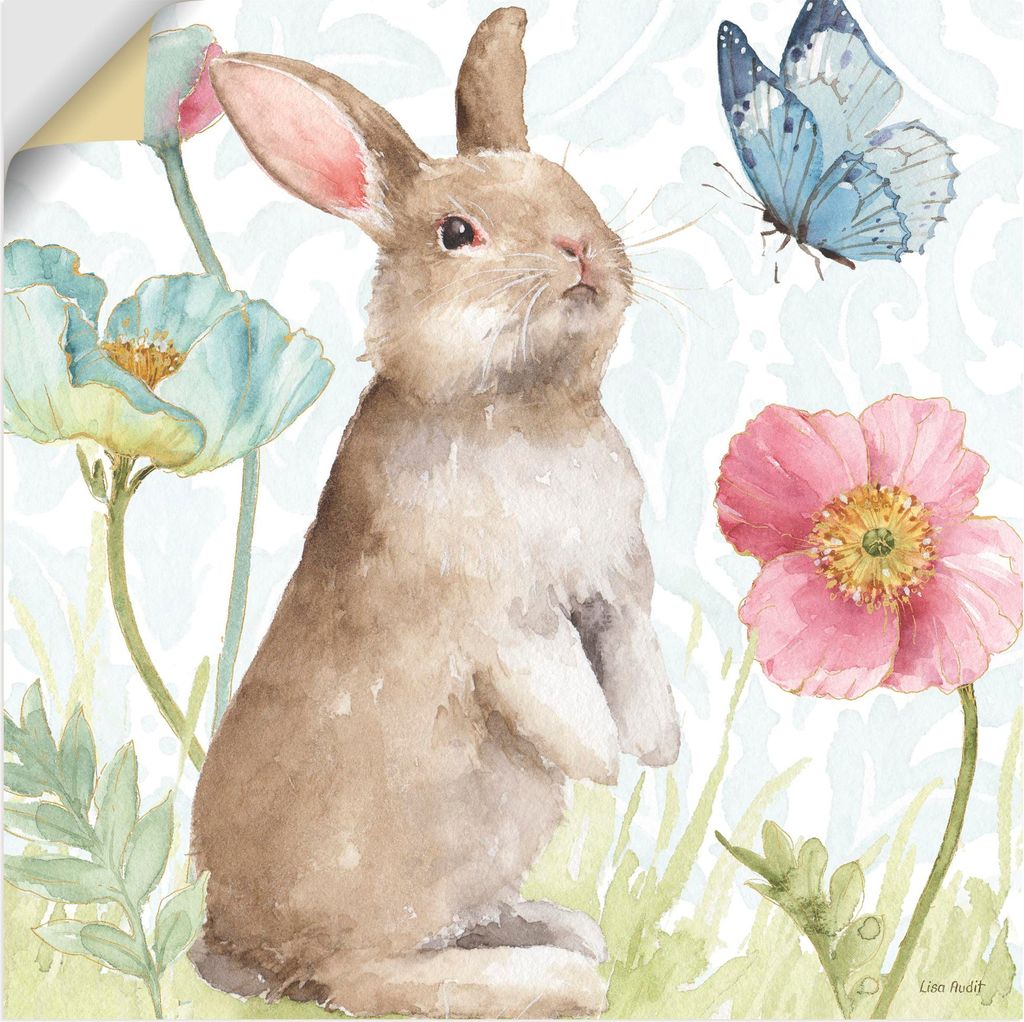 ARTland Wandbild, selbstklebend Spring Softies Bunnies II Größe: 70x70 cm