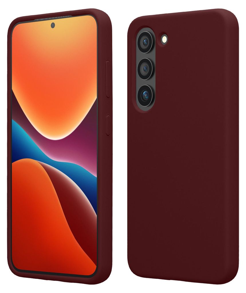 kwmobile Handyhülle für Samsung Galaxy S23 Plus Hülle - Case Silikon - Kabelloses Laden - Schutzhülle Cover in Bordeaux Violett