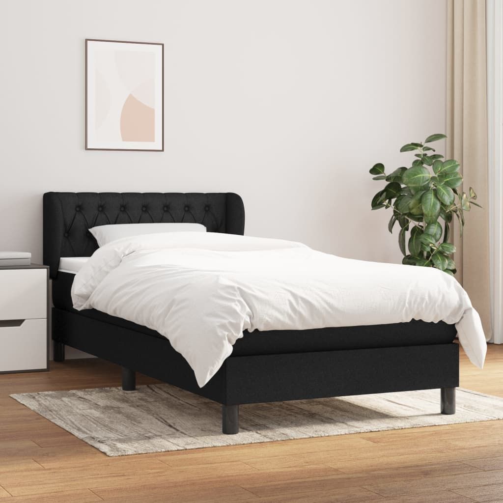 The Living Store Boxspringbett mit Matratze Schwarz 100x200 cm Stoff