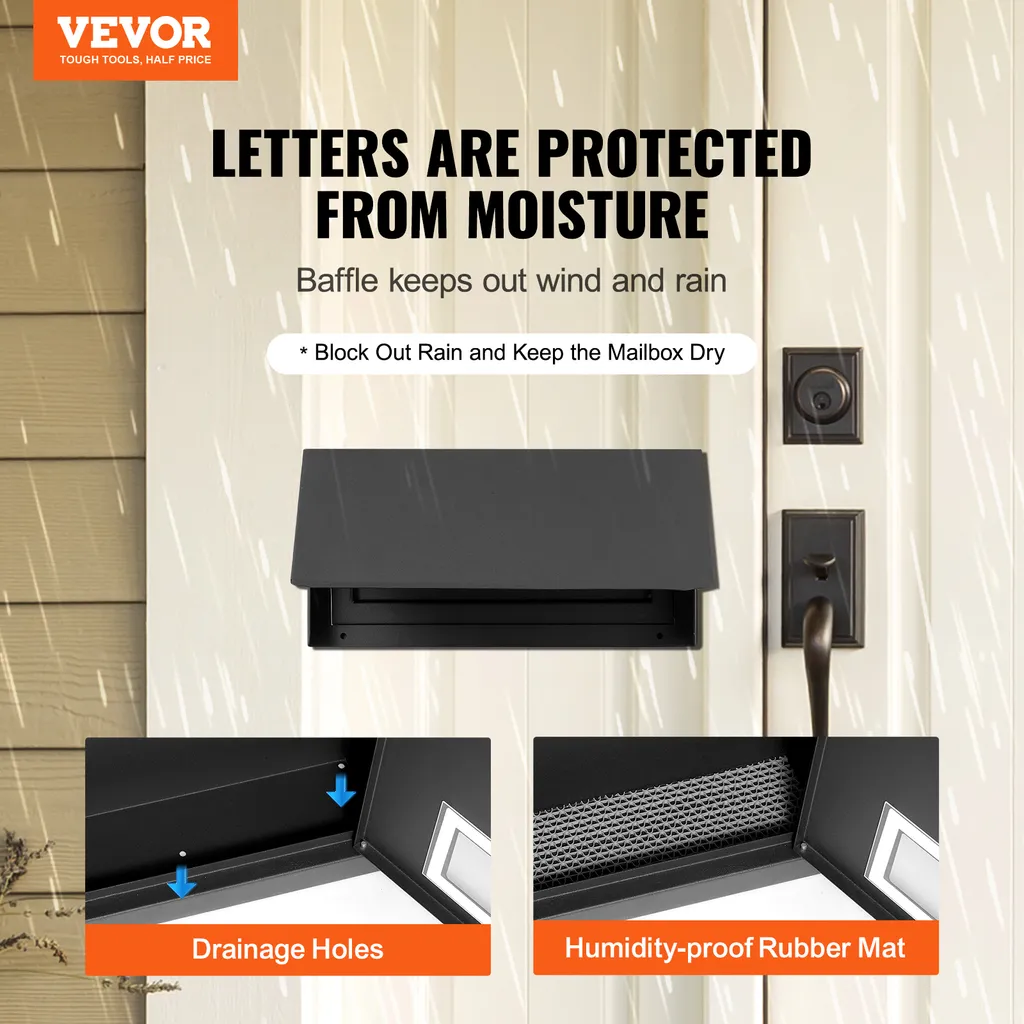 VEVOR Boîte à clés pour porte en acier robuste avec serrure à code noir