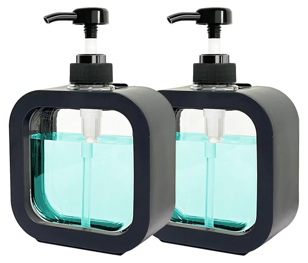 Distributeur de savon noir 500 ml lot de 2 flacons pour la douche