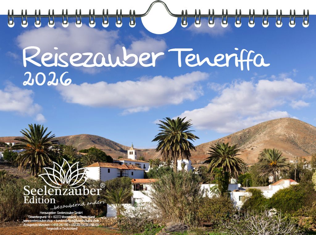 Reisezauber Teneriffa DIN A5 Kalender für 2026 Santa Cruz Urlaub Strand Spanien - Seelenzauber