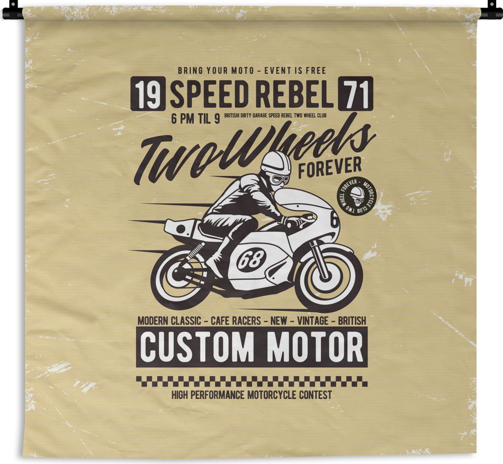 MuchoWow® Wandteppich Wandbehang Motorrad - Motorradhelm - Produktbild 