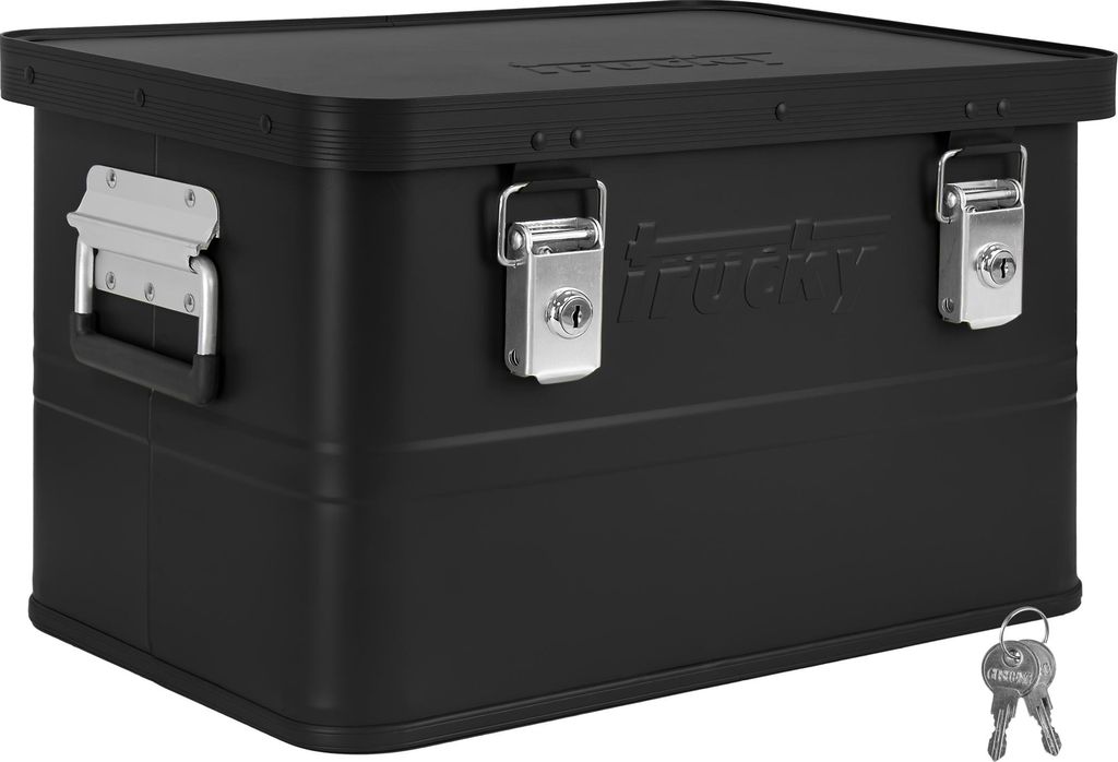 Aluminium Box mit Deckel Schwarz Alu Kiste Box Alukiste 30 Liter Transportbox Metallbox Alu Aufbewahrungsbox Boxen Abschliessbar Metallkiste Trucky