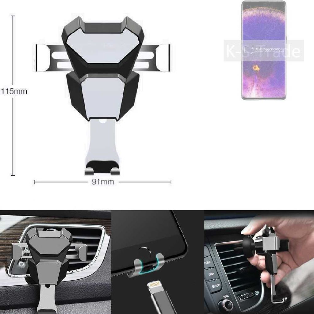 K-S-Trade Lüftungshalterung kompatibel mit Oppo Find X5 kompakte Handy-Halterung Lüftungsschlitz Lüftungsgitter Autohalterung KFZ Auto-Halterung