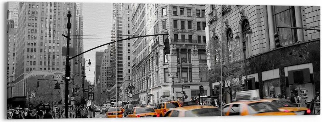 Bild auf Leinwand - Leinwandbild - Amerika New York City Straße - 150x50cm - Wand Bild - Wanddeko - Leinwanddruck - Bilder - Kunstdruck - Wanddeko...