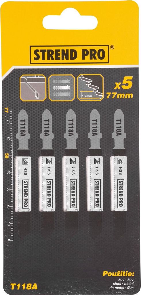 Sägeblatt für Stichsäge Strend Pro T118A, 77 mm, 21 Zähne, für Metall, Packung 5 Stk.