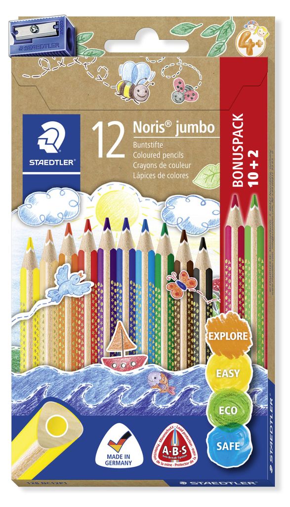 STAEDTLER Noris 128 jumbo Buntstift Etui mit 10 + 2 Farben Produktbild 