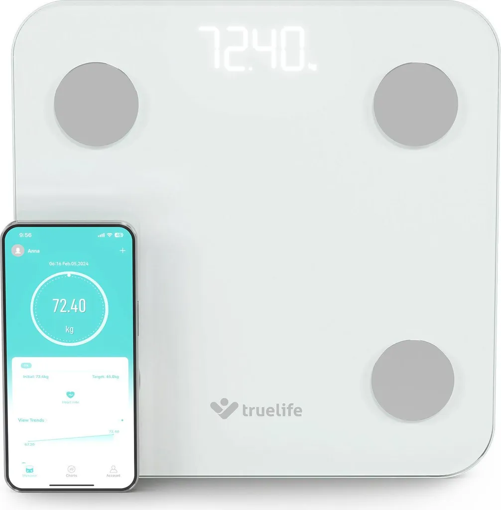TrueLife FitScale W1 BT Bianco: Bilancia Impedenziometrica Smart Bluetooth