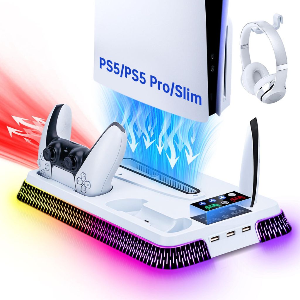 Support vertical pour PS5 avec ventilateur et station de Image du produit 