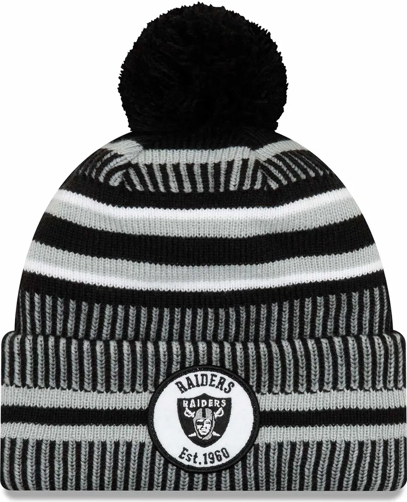 Bonnet tricoté Las Vegas Raiders NFL New Era Sideline pour Homme Noir