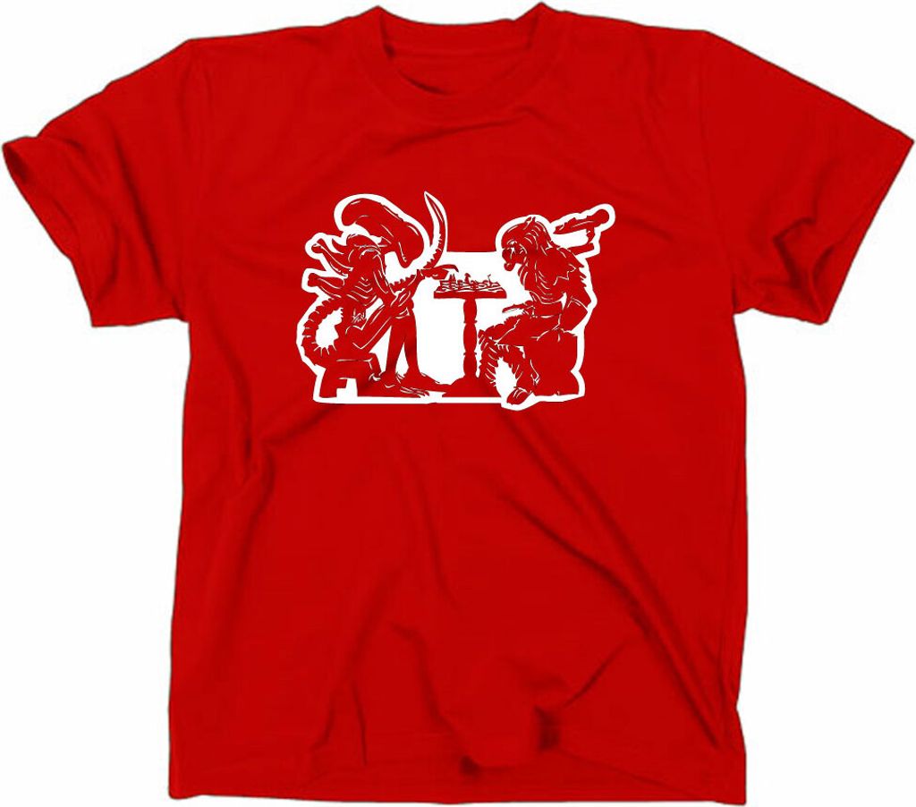 Styletex23 T-Shirt Alien vs Predator AvP Chess Fun, Schach, Rot, XL