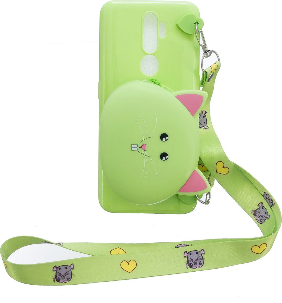 Für OPPO A83/A9 2020 Handy Case Mobile Handy TPU Shell Shockproof Cover mit Cartoon Cat Pig Panda Kohlenwasserstoffe Purse Schöne Schulter Starp ...