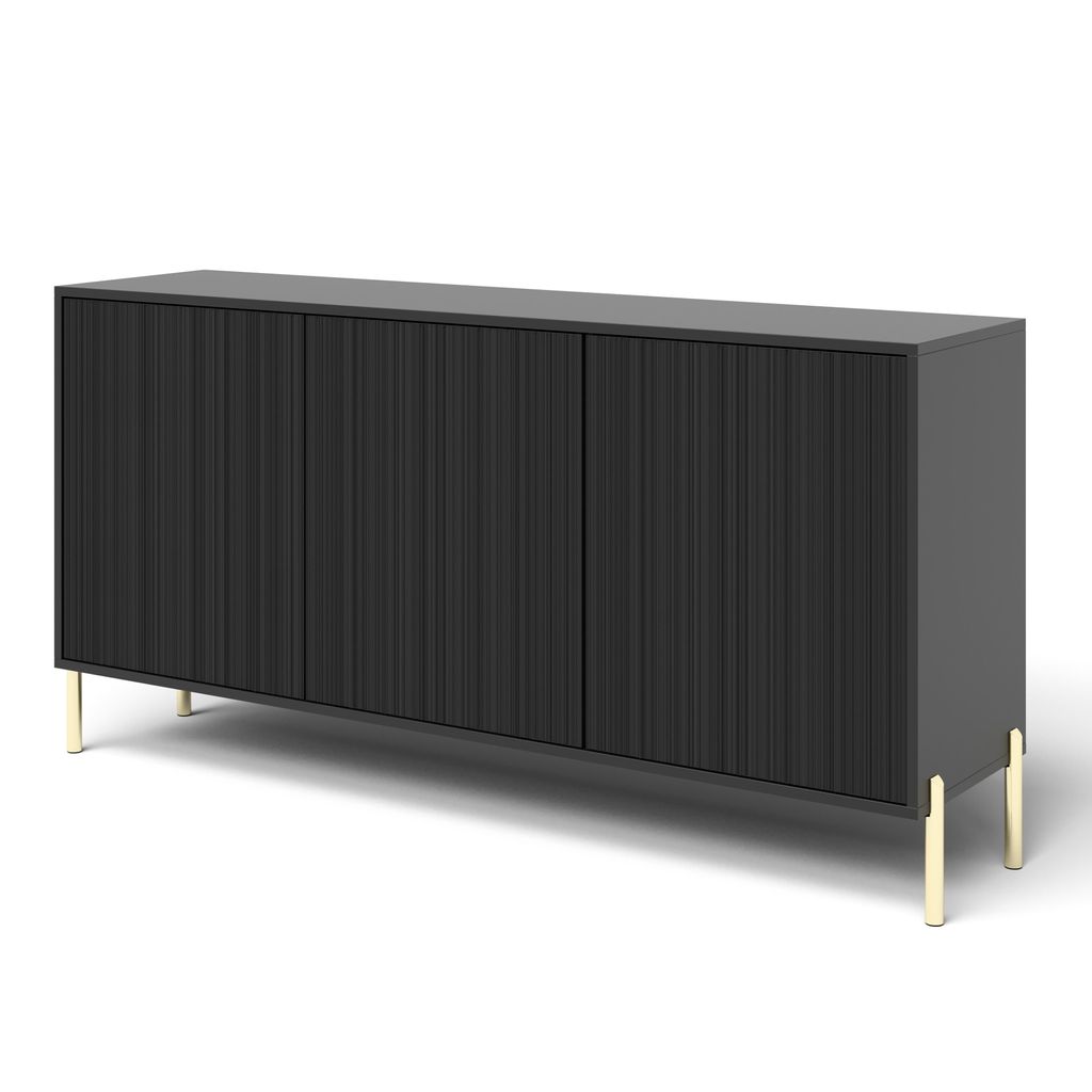 Kommode Chilly NOXY - 154 x 80 cm - in Schwarz, mit Stauraum, modern