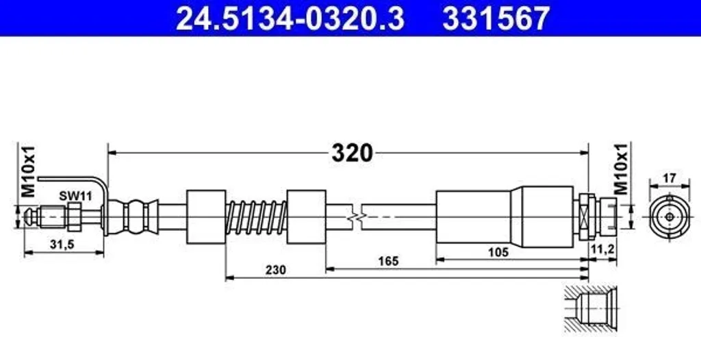 Flexible de frein pour Ford : Remplacement pièce ATE 24.5134-0320.3