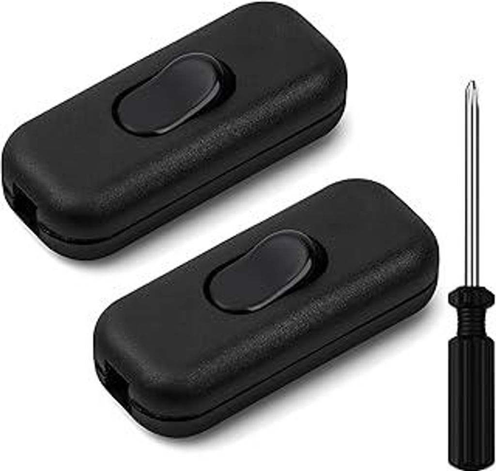 AXFEE Inline Schalter, 2 Stück 250V 6A Zwischenschalter Schnurschalter, Kabelschalter Wippschalter, 2-adrige und 3-adrige Zuleitungen, Schnurzwisc...