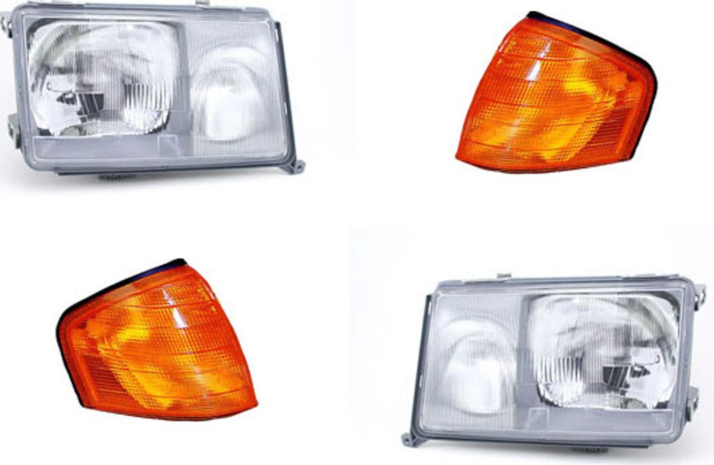 Johns, Scheinwerfer HSW passend für Mercedes W124 84-89 H4 H3 Satz Links Rechts Blinker 1248204961 1248200161 A1248200161 A1248204961 1248205061 1...