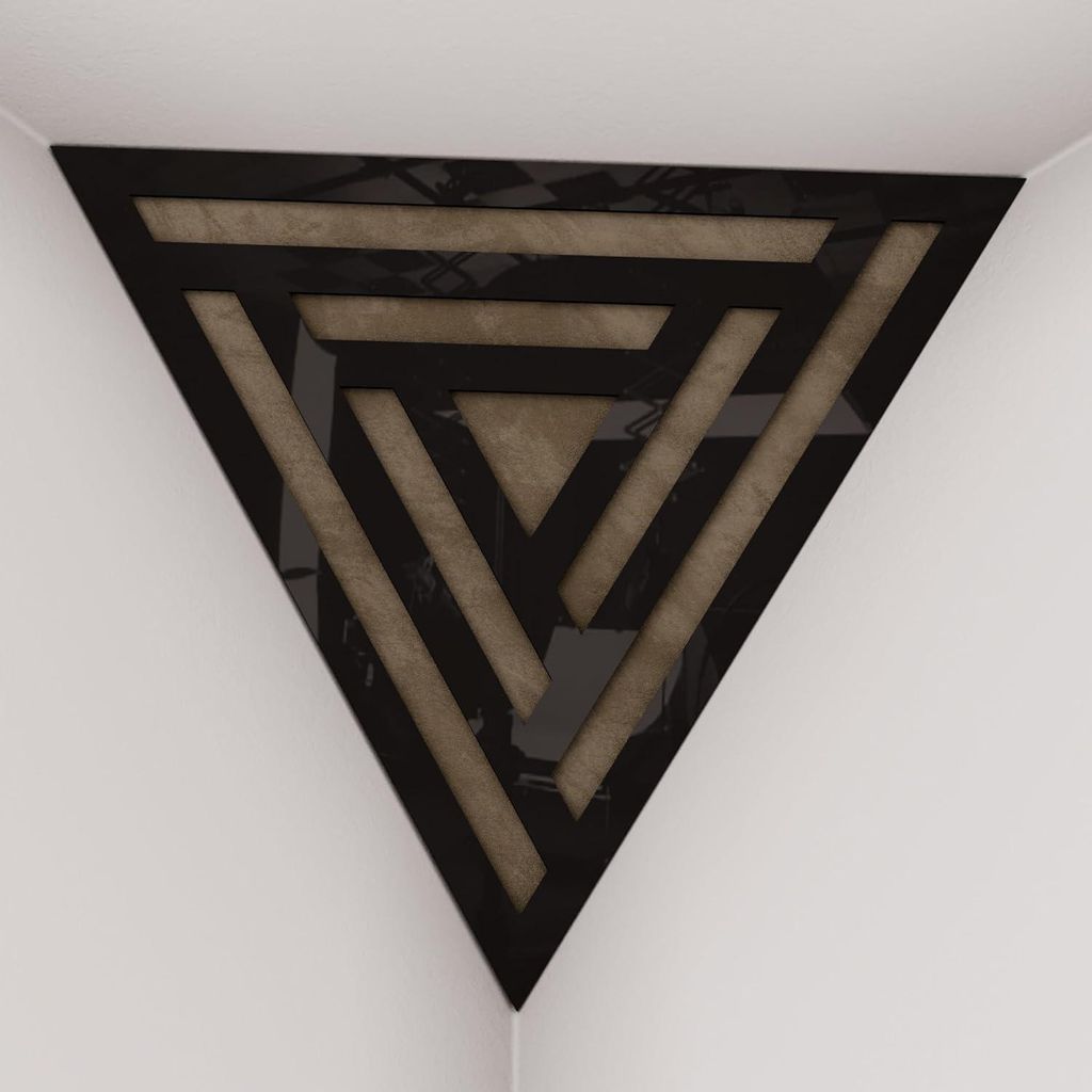 2er-Pack – Deckenecken-Bassfalle "Triangle-F" | Pyramidenförmiger Akustikschaum mit laminierter HDF-Platte und Stoff [SCIFI -Schwarzer Kunststof...