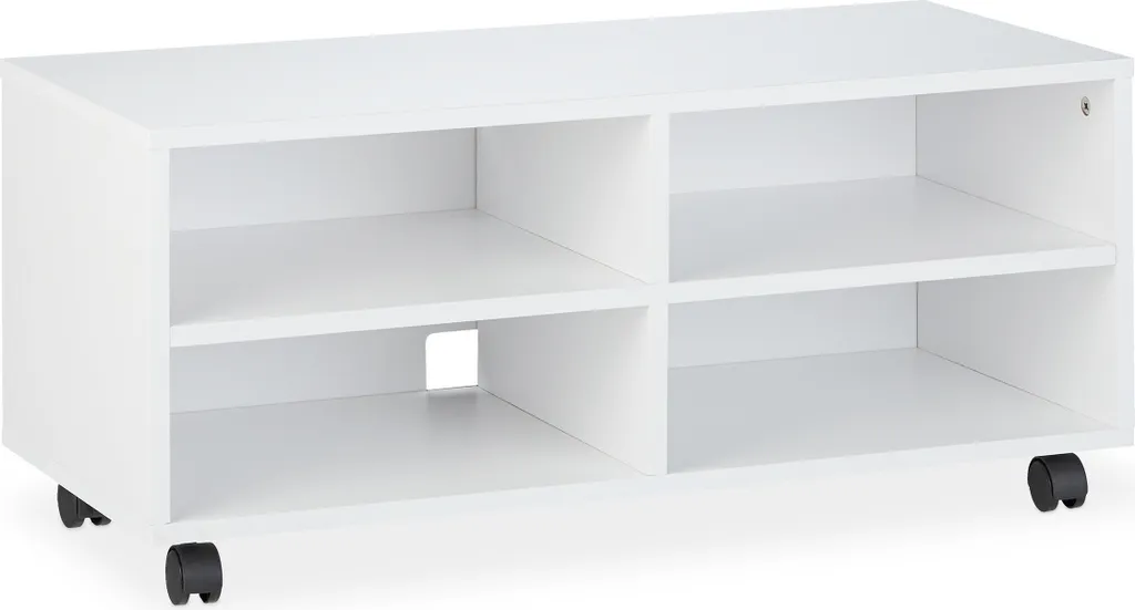 Meuble TV bas avec 4 niches de rangement et roulettes multidirection - 9