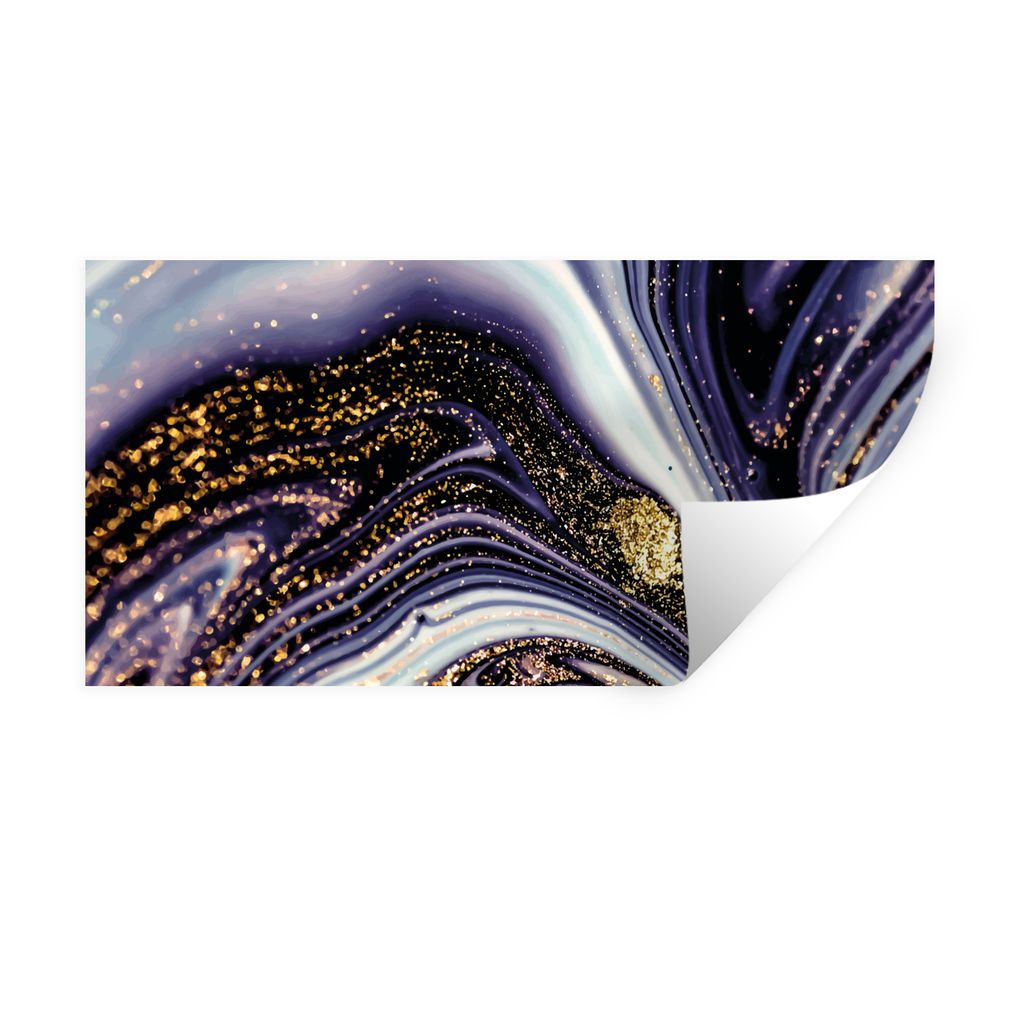 MuchoWow Wandtattoo Wandsticker Wandaufkleber Marmor - Lila - Luxus - Marmoroptik - Glitzer 40x20 cm Selbstklebend und Repositionierbar - Aufkleber