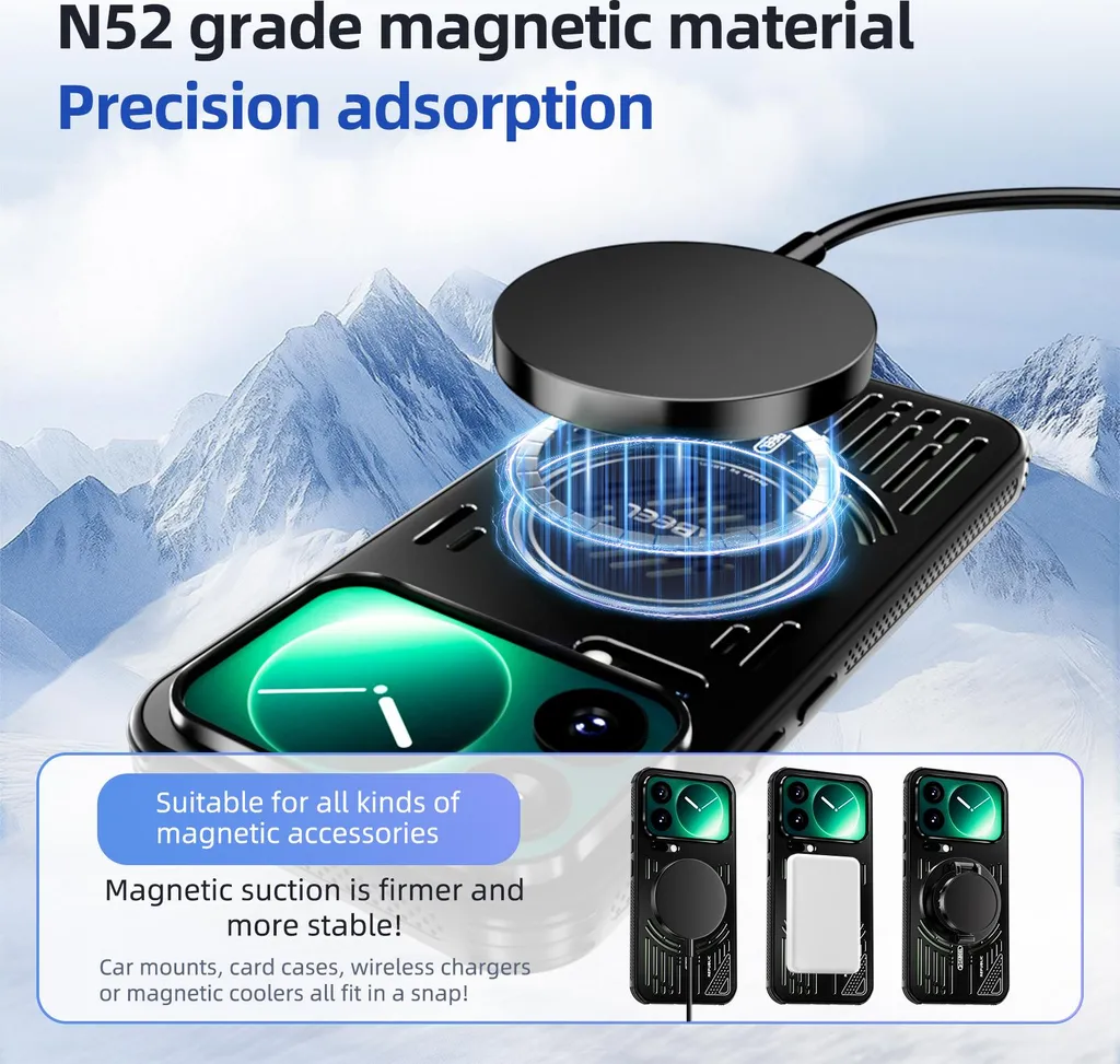 Cover Magnetica Xiaomi 17 Pro Alluminio MagSafe Dissipazione Calore Grigio - 4