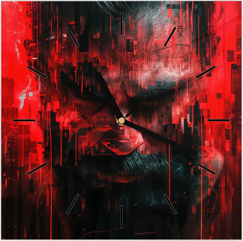 Wanduhr aus Glas mit Motiv Abstrakte Digital Kunst- 30 x 30 cm - inkl. Aufhängesystem