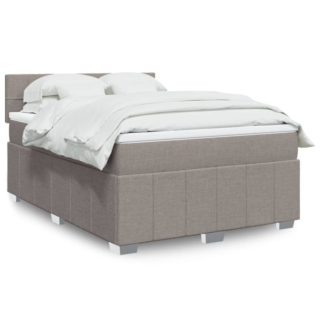 Möbel Boxspringbett mit Matratze Taupe 140x190 cm Stoff - Klassische Betten 3289367