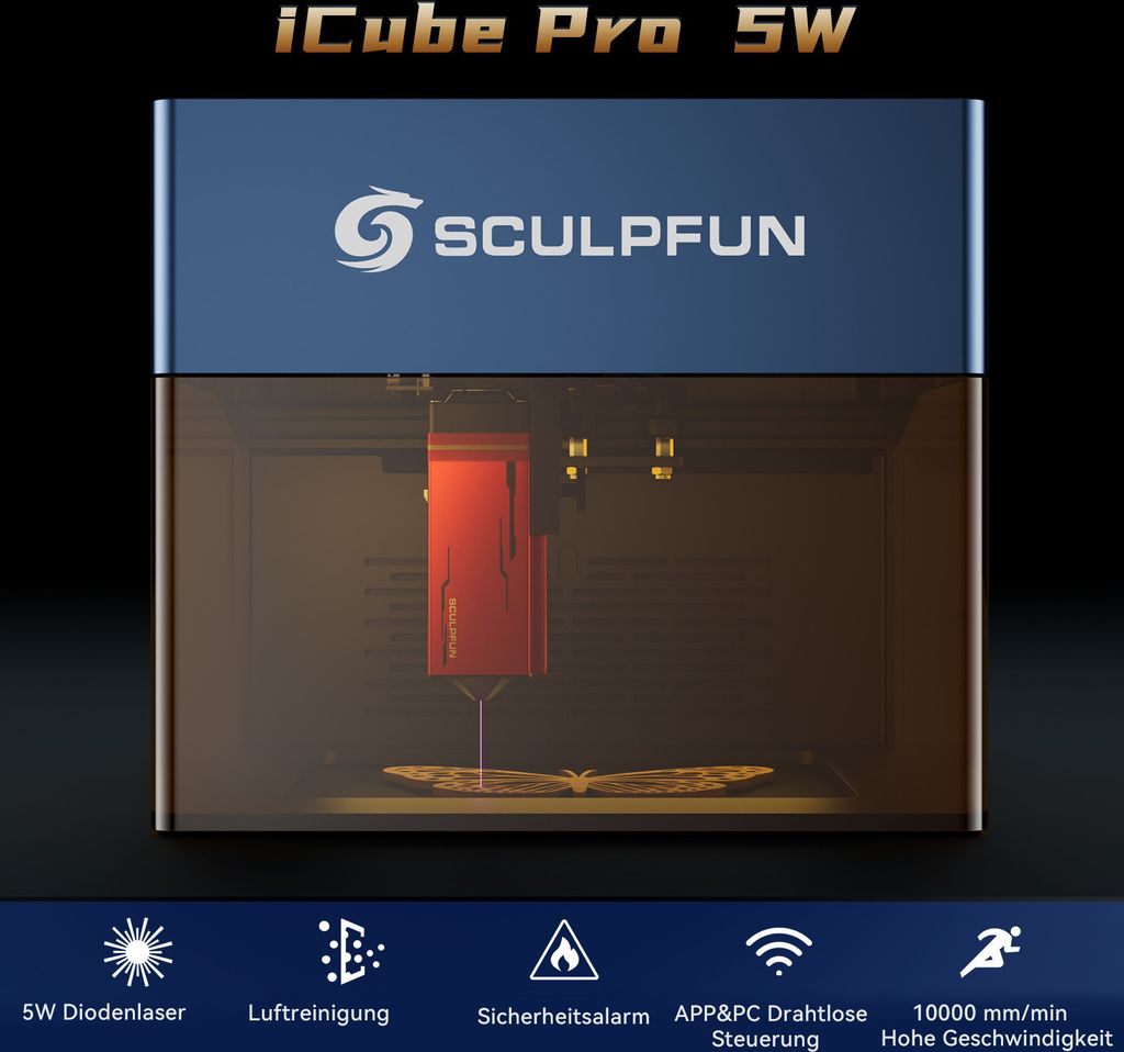 SCULPFUN iCube Pro 5W Graviermaschine mit Lightburn Produktbild 4