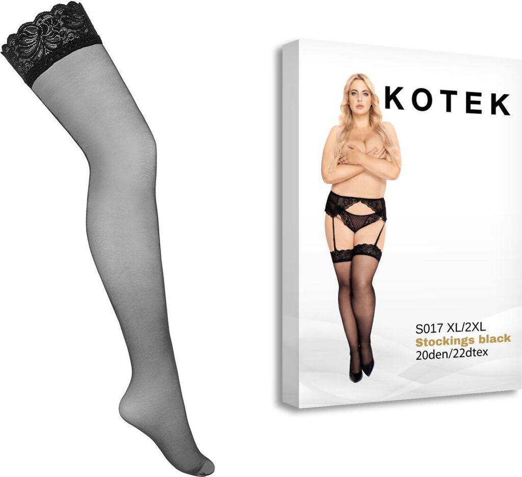 KOTEK - Strapsstrümpfe S017 Schwarz 3xl/4xl