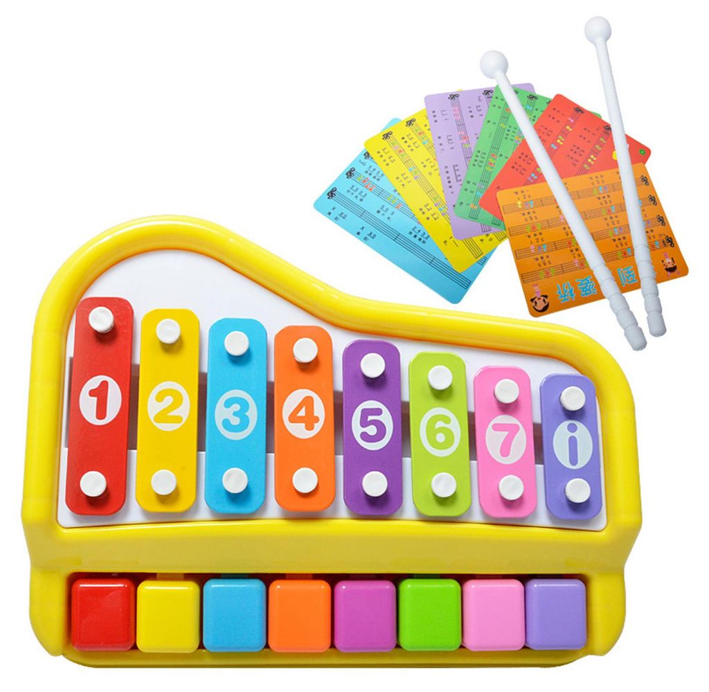 Baby-Piano-Xylophon-Spielzeug, 8 Tasten, Keyboard, pädagogisches Musikinstrument für Vorschulkinder von 1-3 Jahren
