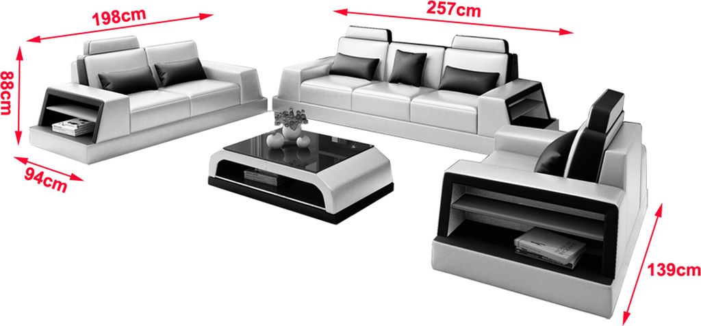 Sofagarnitur Sitzer Set Design Sofas Polster Couchen Leder Moderne 2x3Sitzer Neu