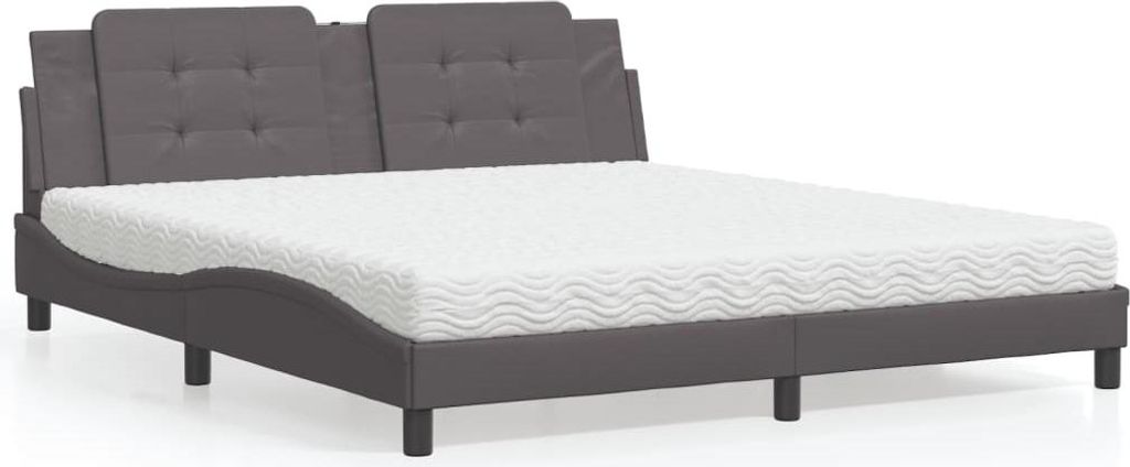 vidaXL Bett mit Matratze "Zadar" Grau 180x200 cm Kunstleder
