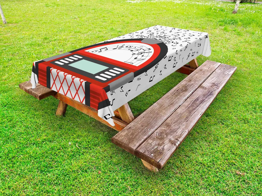 ABAKUHAUS Musica Tovaglia, Musical Note Amore Arte, Rettangolare per Sala da Pranzo e Cucina, 140 cm x 240 cm, Bianco e Nero
