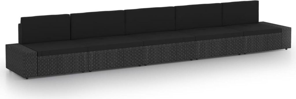 Schlichtes 5-tlg. Garten-Lounge-Set,Garnitur Sitzgruppe mit Kissen Schwarz Poly Rattan DE9485125