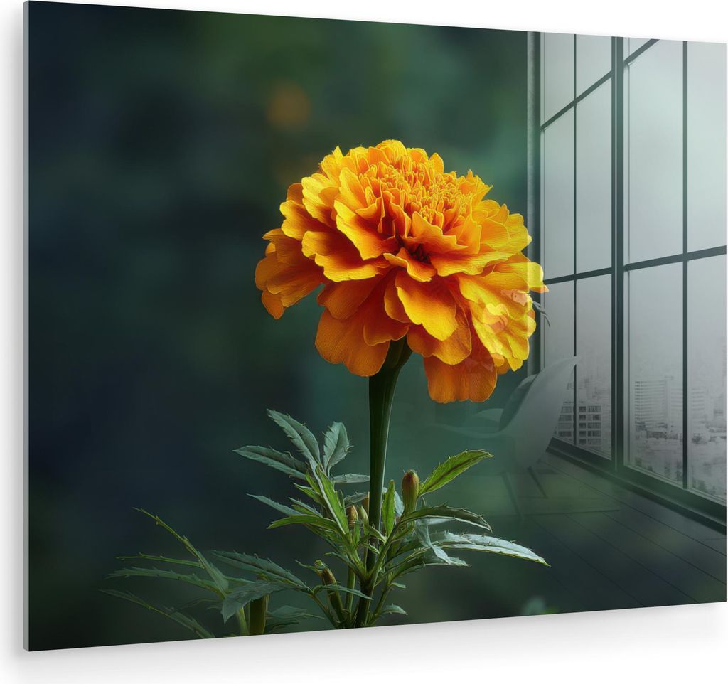 MuchoWow Glasbilder - Bilder auf Wandbild - Foto auf Glas Blütenblätter - Afrikanisch - Orange - Unscharf 40x30 cm Wanddekoration aus Glas - Acry...