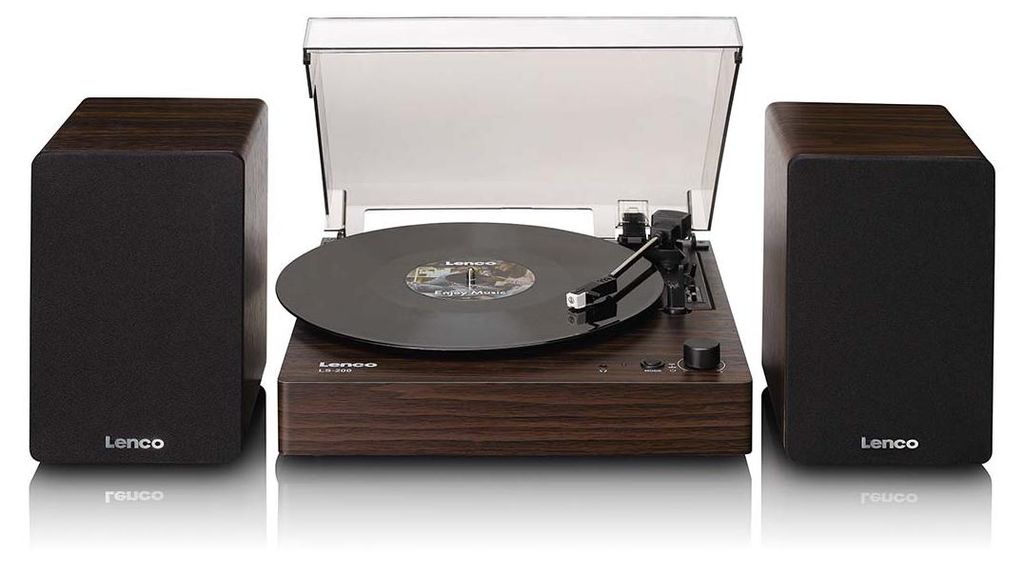 LENCO LS-200WD - Plattenspieler mit Bluetooth - Zwei externen Lautsprechern und integriertem Stereo-Verstärker - Holz