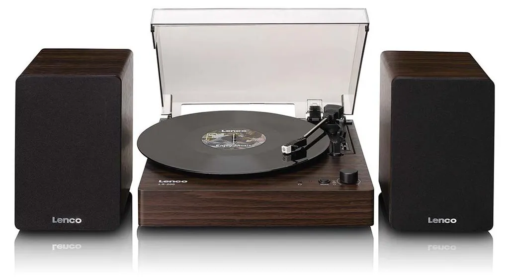 Chaîne Hifi Vinyle Bluetooth Lenco LS-200WD - Système Audio Bois Salon