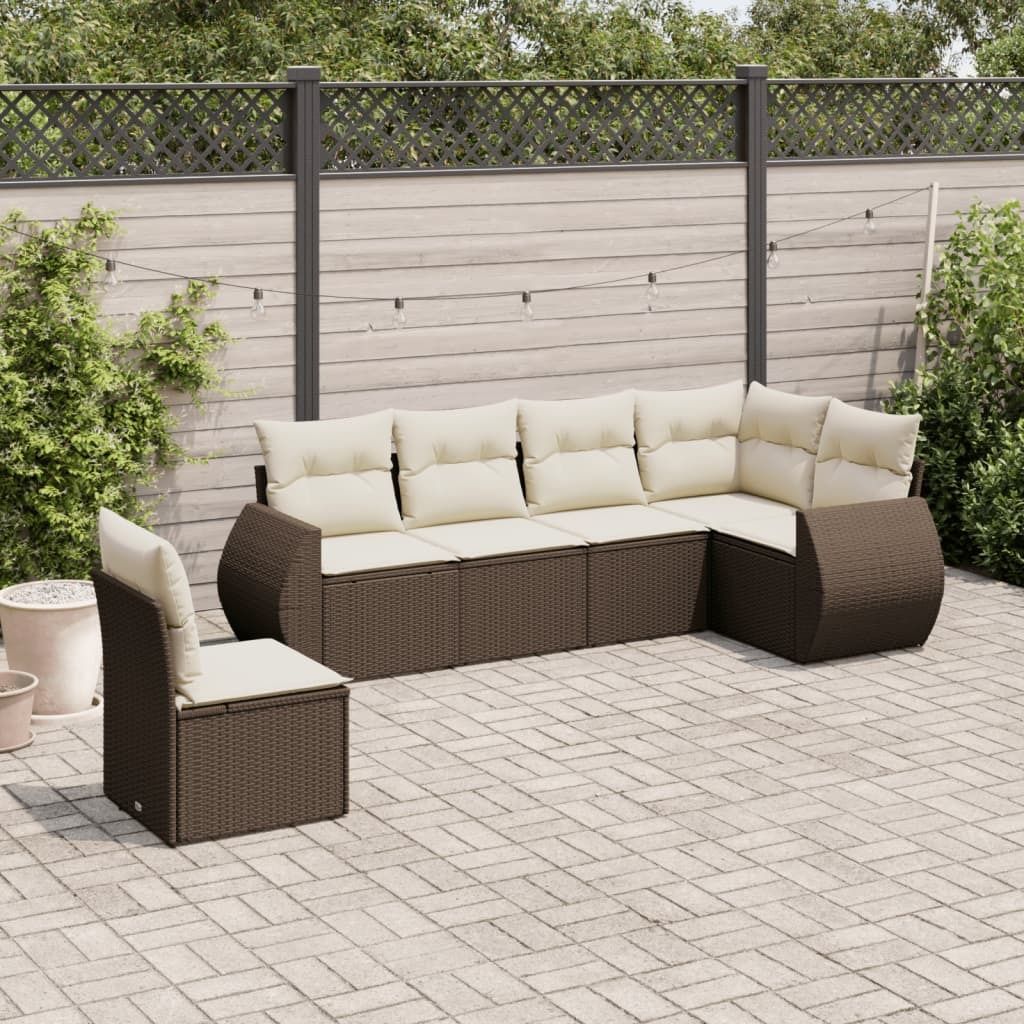 Maison Exclusive - 6-tlg. Garten-Sofagarnitur mit Kissen Braun Poly Rattan
