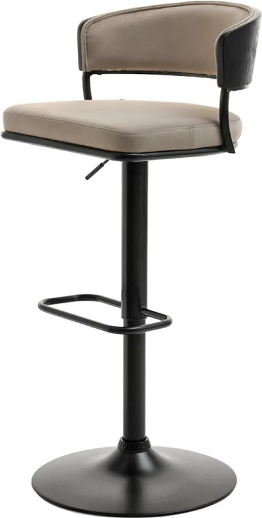 Tabouret de bar LAMIS design ergonomique avec dossier noir et beige 75cm
