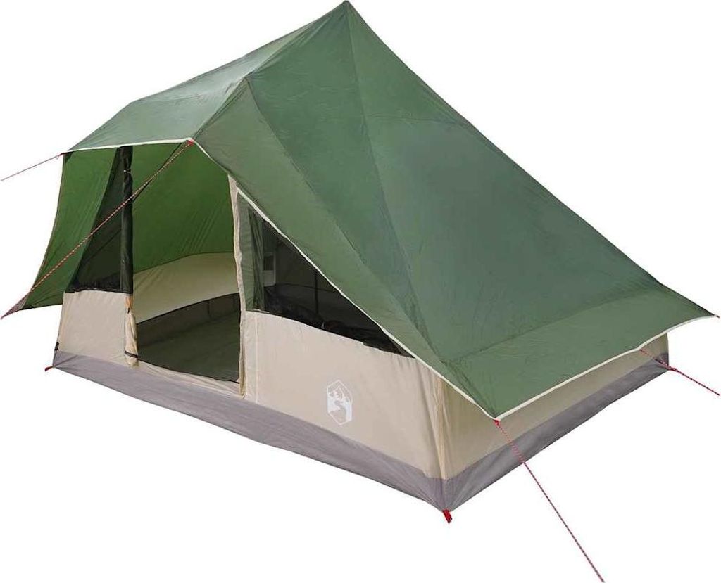 vidaXL Tipi Zelt mit Dach mit Speicher Grün 364 x 281 x 257 cm Taft