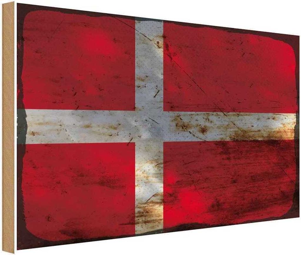 vianmo Holzschild 12x18 cm Dänemark Denmark Rost Flagge Fahne Wappen