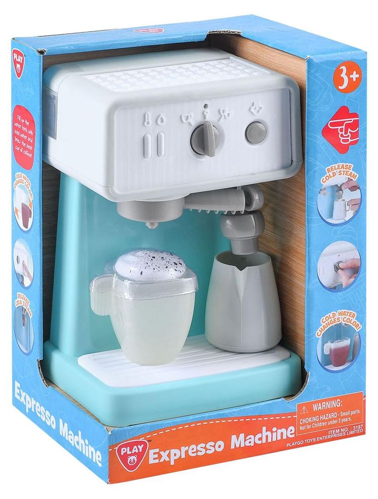 Playgo Espressomaschine Weiß-Blau – 3-teilig