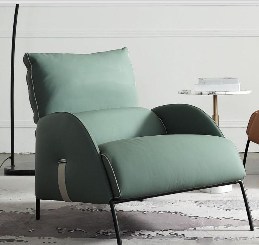 Designer Grüner Sessel Moderner Einsitzer Armsessel 1Sitzer Loungesessel
