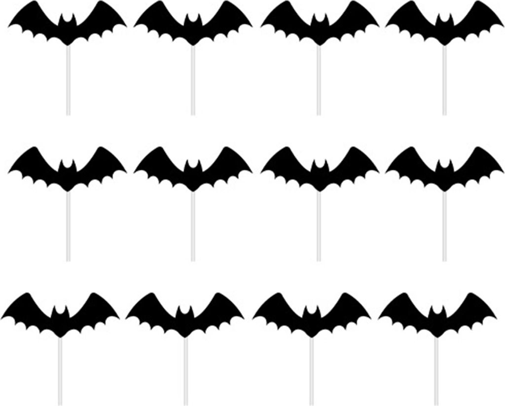 12 Stück Halloween-Cupcake-Topper, schwarze Spinne, Totenkopf, Fledermaus, weißer Geist, Kuchenspieße für Halloween-Thema, Geburtstagsparty-Zub...