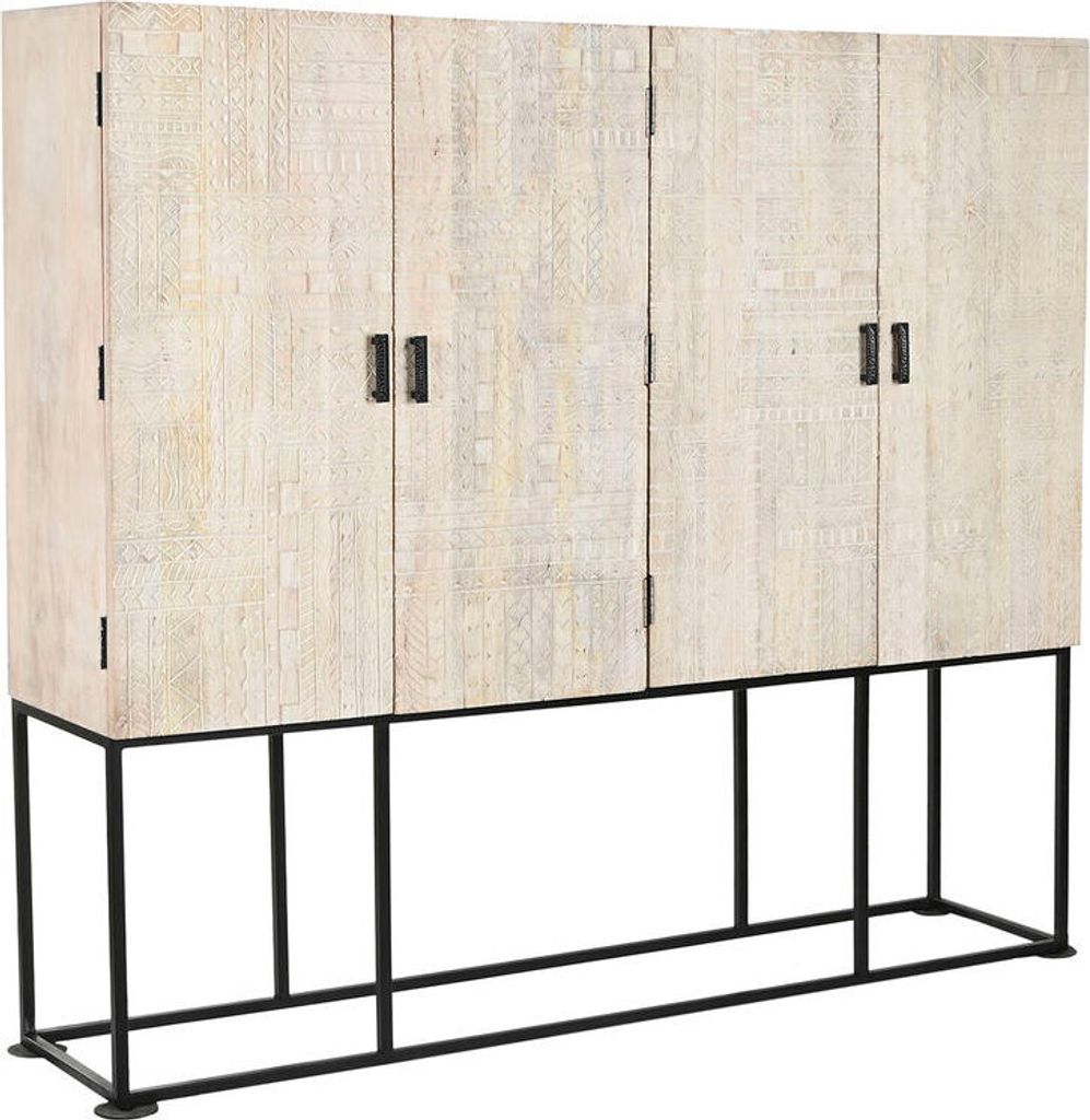 Schrank Home ESPRIT Weiß Schwarz Metall Mango-Holz 180 x 40 x 160 cm