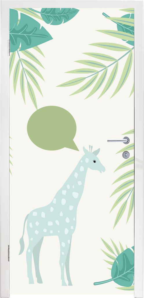 MuchoWow Türtapete Selbstklebende Türfolie Illustration einer Giraffe in Pastellfarben 95x215 cm Türposter Türaufkleber Klebefolie Türklebef...