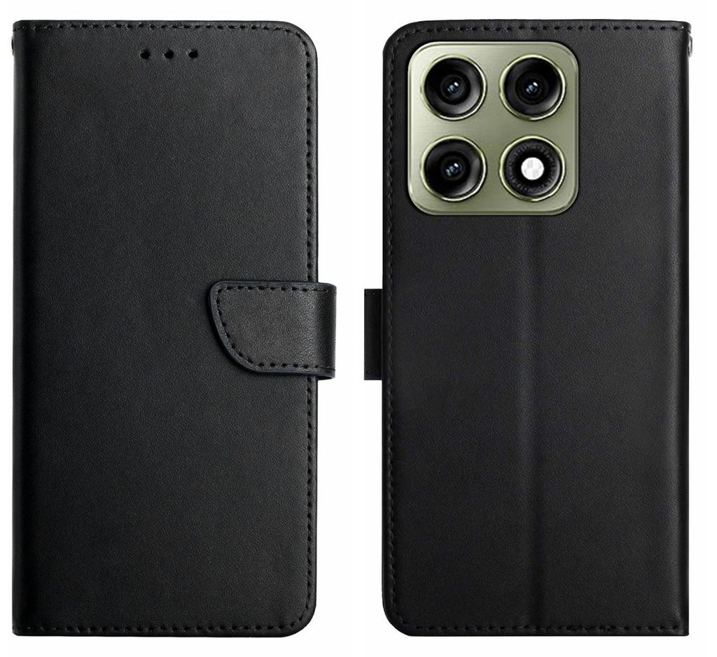 Coverup Genuine Leather Klapphülle - Echtes Leder - Motorola Edge 70 Pro Hülle - Schwarz