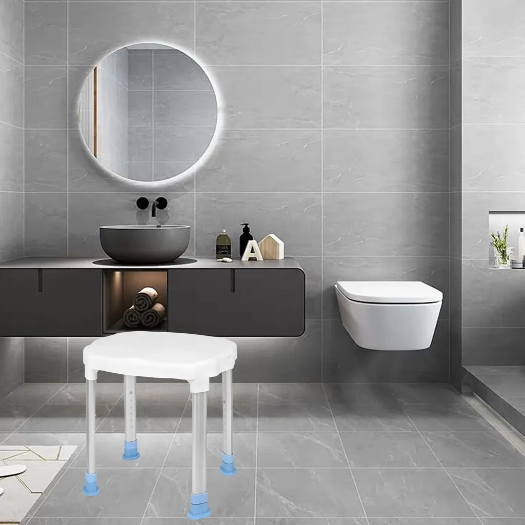 Aide à la douche sécurisée : tabouret stable pour personnes âgées blanc - 8