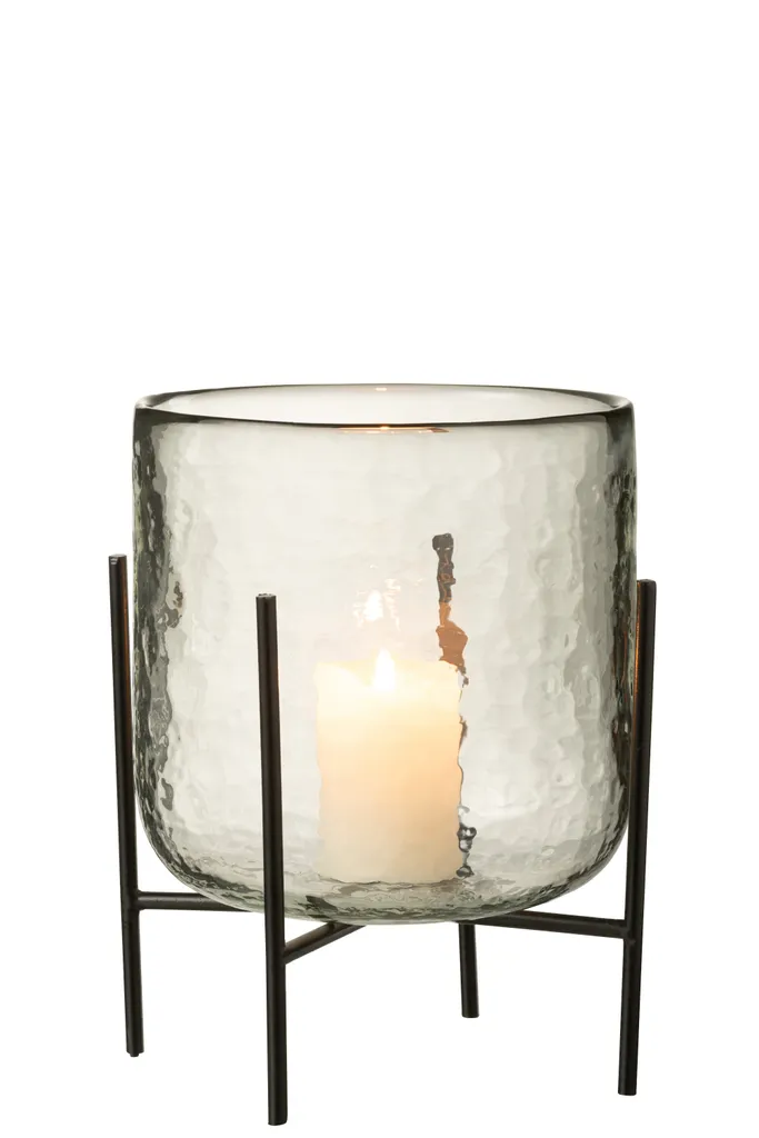 J-Line Photophore base verre et fer transparent Large - Lanterne Design